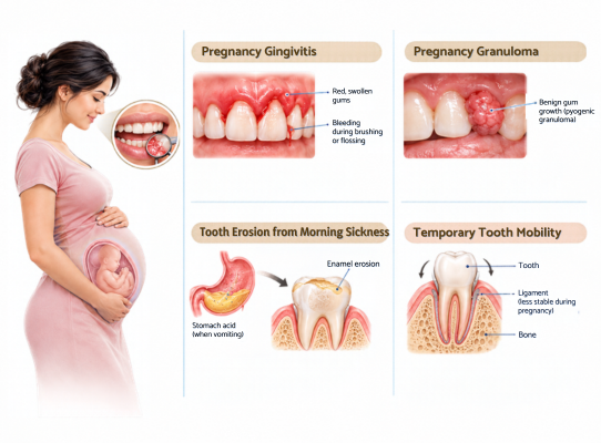 Common Dental Problems During Pregnancy, Including Gum Bleeding and Tooth Sensitivity